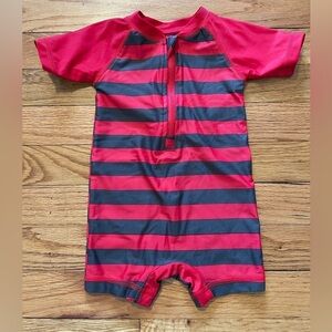 Leveret Baby | Black and Red Striped One Piece Bathing Suit | 6-12 mo